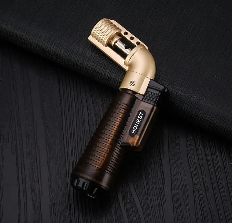 Metal Gun Tip Lighters Transparent Body Visible Gas Inflatable Lighter Portable Elbow Gun Lighter Ignition Gadgets