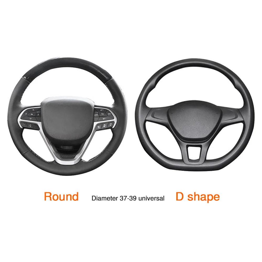 Black automobile steering wheel cover, dynamic fiber leather, double round elastic, no inner ring, elastic belt handle cover