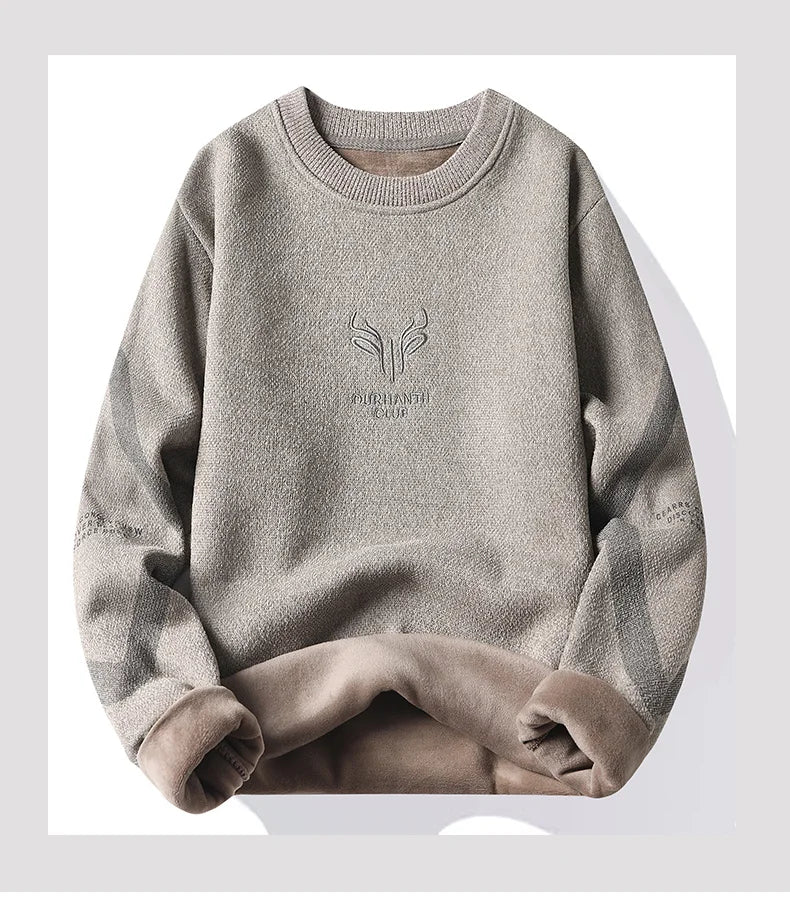 Mens Thickened Sweater Stripe Velvet Pullover Men's Winter Clothes Elegant Luxury Brand Fashion Knitted Sweaters
