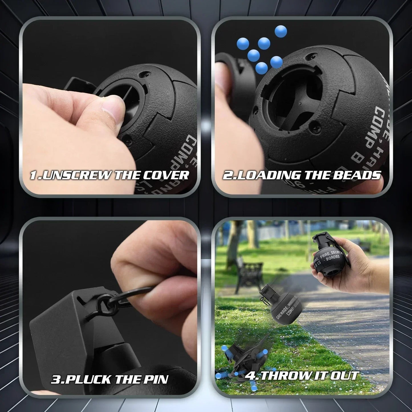 3pcs Tactical Smoke Grenade Grenade Model for CQB Airsoft Paintball Game M67 Burst Mine Water Grenade Bouncing Smoke Grenade