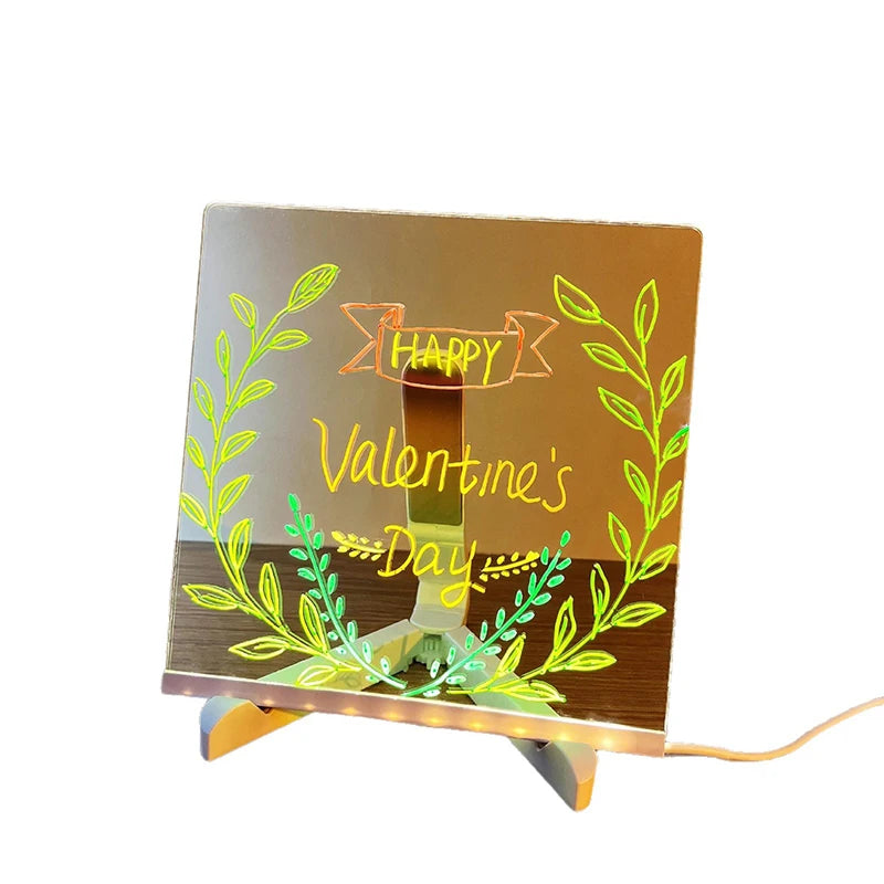 LED Note Night Light Board With Colorful 7 Pens DIY Acrylic Message Board Children‘s Drawing Board For Kids Birthday Gifts