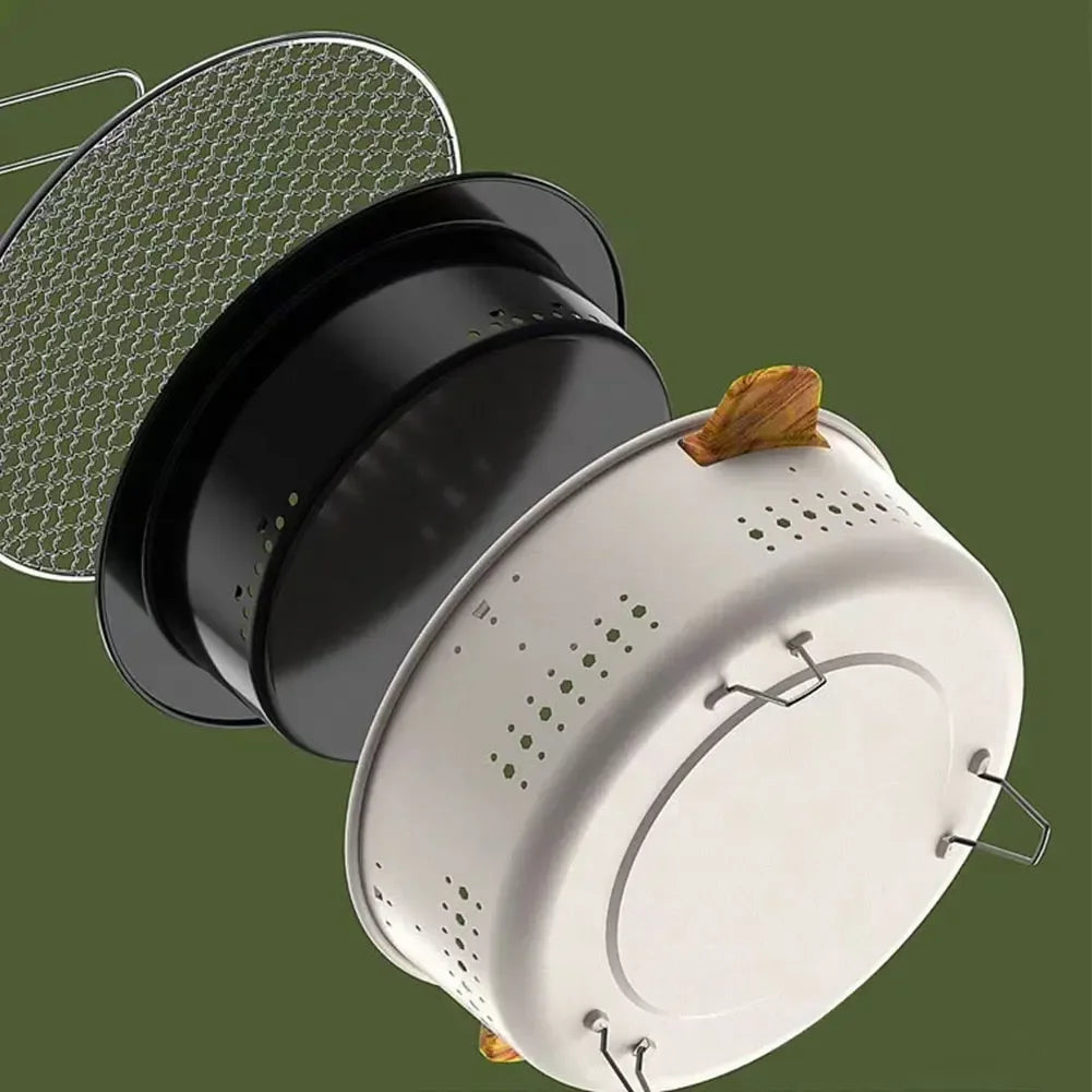 Round Barbecue Stove 1/3pcs Portable Removable Grilling Net Charcoal Oven Stainless Steel Bracket Outdoor Camping VIE LENTE