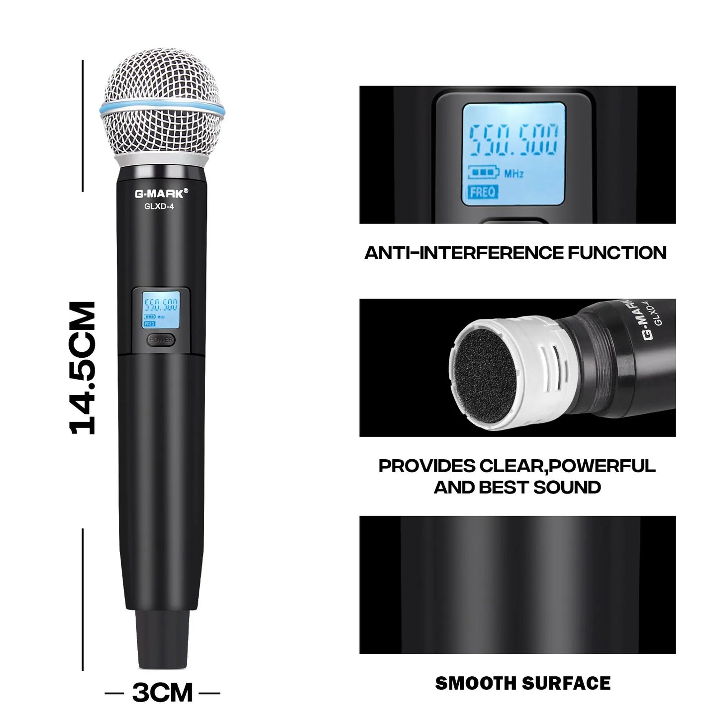 Microphone Wireless G-MARK GLXD4 Professional UHF System Handheld Mic For Stage Speech Wedding Show Band Home Party Church