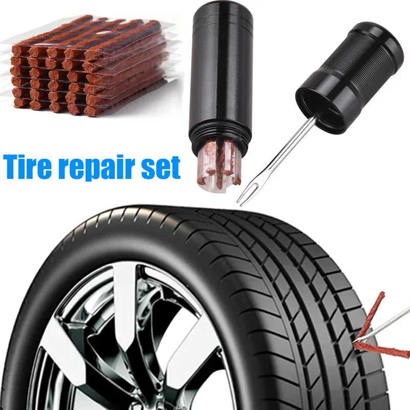 Tire Repair Kit Tools with Rubber Strips Car Truck Motorcycle Tire Repair Plug Into The Hole Tubeless Tyre Puncture Repair Set