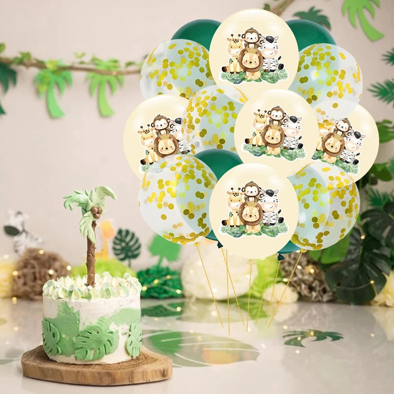 Jungle Animals Balloon Bundle Safari Birthday Balloon Party Decoration Wild One Birthday Latex Balloon Jungle Themed Baby Shower