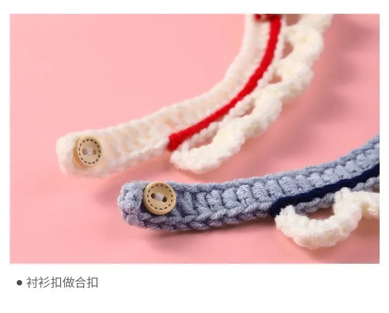 Cute Bow-knot Hand-knitted Saliva Towel  Kitten Cat Puppy  Adjustable Collar Pet Decorative Dog Cat Collar Pet dog Accessories