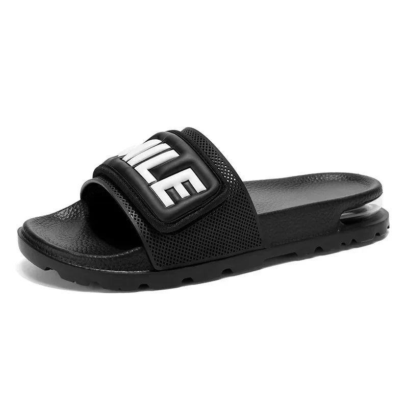 Men's Casual Slip-On Shoes Thick Bottom Air-Cushioned Slippers Magic Tape Simple High-End Summer Sandals EVA Material