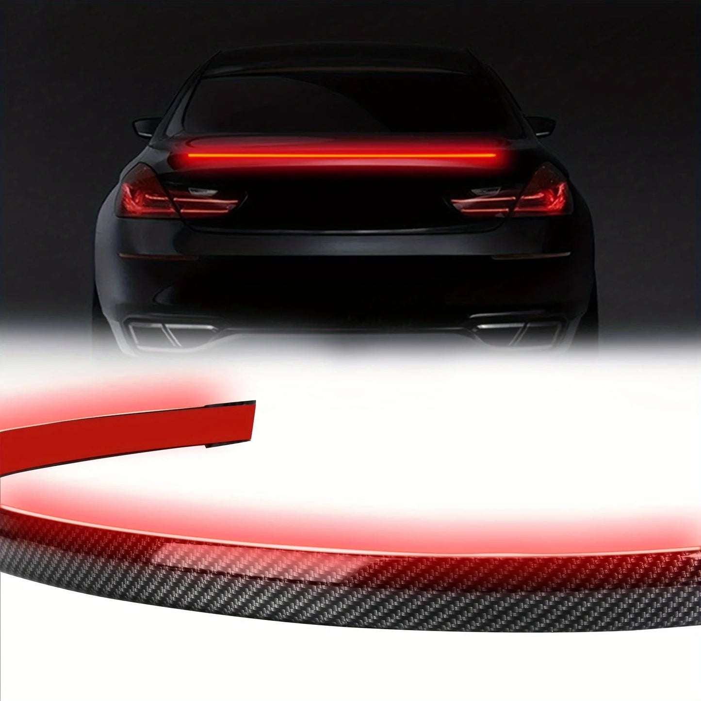 1pc LED Spoiler Light Universal Carbon Fiber Car Rear Spoiler Flow Trunk Lamp The Third Brake Light Stop Turn Signal Lights 12V