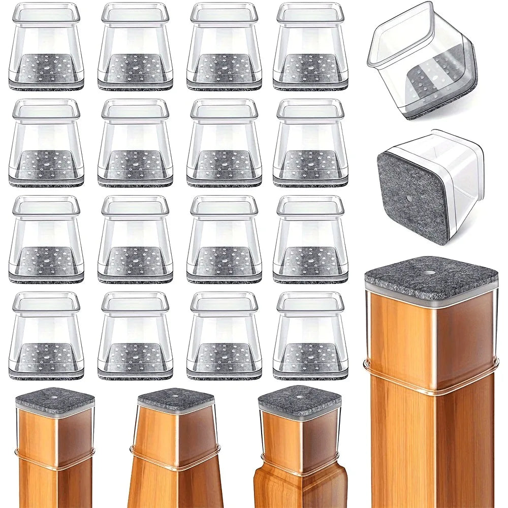 16/32PCS Chair Leg Floor Protectors for Hardwood Floors, Thick Silicone Rubber Covers, Scratch-Resistant & Noise Reducing