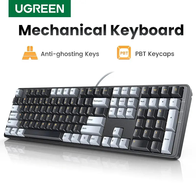 UGREEN Mechanical Keyboard English 108 PBT Keycaps Wired Keyboard Red Switch US Layout for Desktop Laptop Windows Mac OS Gaming