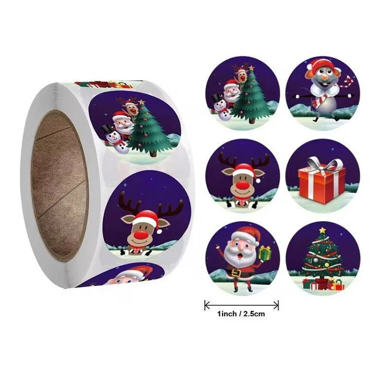 100-500PCS 100-500PCS Merry Christmas Stickers Small Children's Stickers for Kids Rolling Sticker Pack Roll Packing Lables