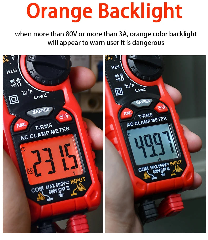 HABOTEST Digital Clamp Meter HT206A HT206B HT206D 600A AC DC Current Two-color Backlight NCV Voltmeter Ammeter With Leather Case