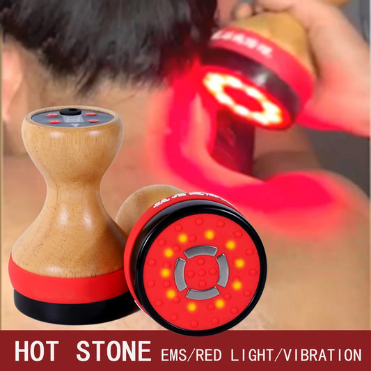 EMS Hot Stone Scraping Cellilute Remove Massager Body Gua sha Fat Burner Red Light Therapy Vibration Lymphatic Drainage