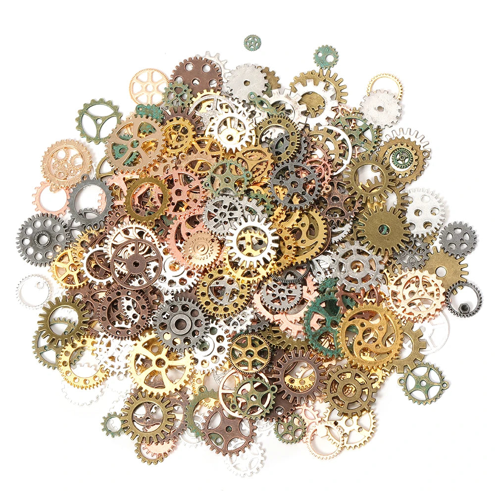 50g Mixed Steampunk Gears Cogs Charms Pendant DIY Crafts Jewelry Making