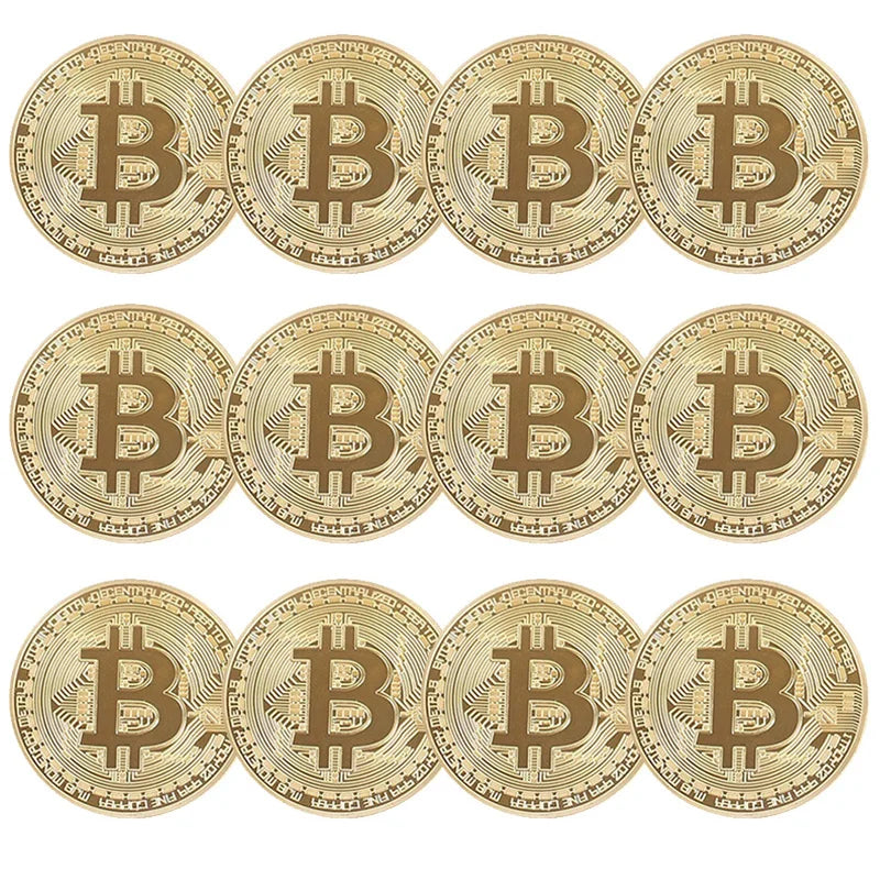 12PCS Bitcoin Coin Gold And Silver Metal 40MM Treasure Hunt Game For Adults Kids Play Money Commemorative Gifts Art Collections