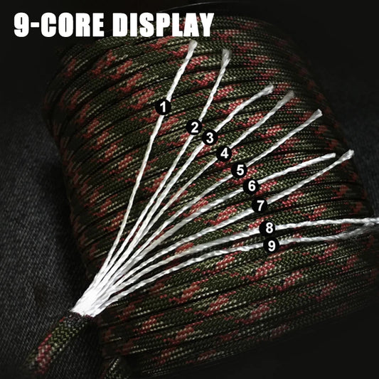 Nine Core Axial Umbrella Rope 4mm*100m Outdoor Woven Rope Polypropylene Outdoor Mountaineering Rope Rescue Binding Weave Rope