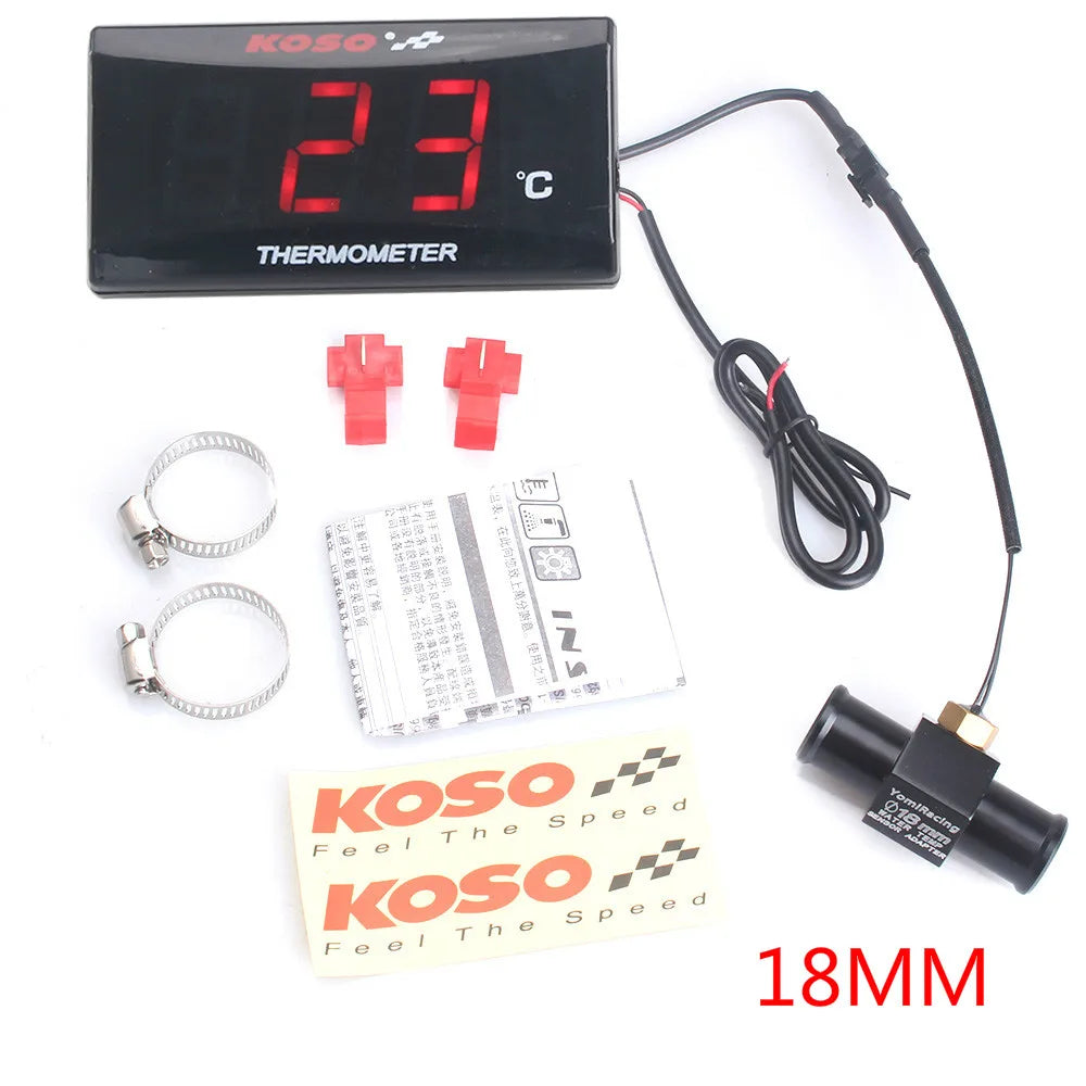 Universal Motorcycle Thermometer Instruments Water Temp Temperature Digital Display Meter Gauge Sensor Adapter For KOSO