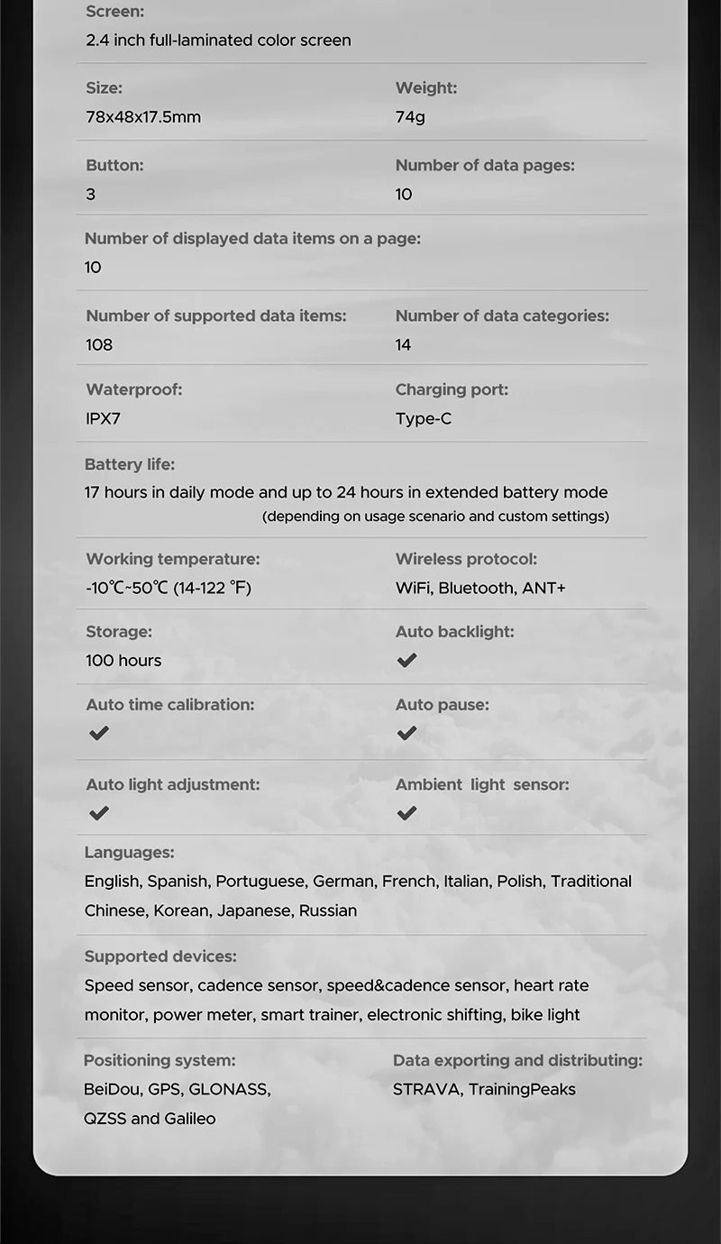 GEOID CC600 Smart Colorful Bike Computer Waterproof Wireless GPS Speedometer Support Automatically WIFI ANT+ Cycling Odometer