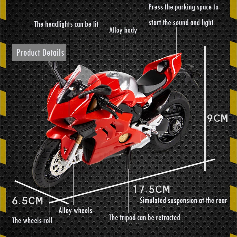 V4S motorcycle 1:12 simulation alloy locomotive model finished men's living room metal car ornament figure