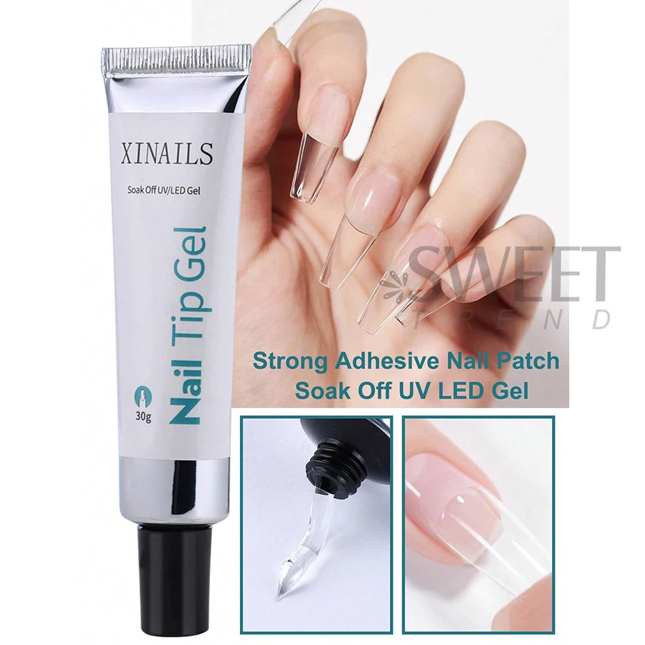 30g Soft Nail Tips Gel Transparent Patch Gel For False Nails Extension Strong Adhesive Tube Tip Glue UV Soak Off Manicure Tools