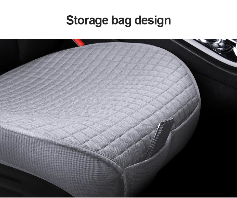 Flax Car Seat Cover Four Seasons Front Rear Linen Fabric Cushion Breathable Seat Protector Mat Pad for Auto Interior Accessories