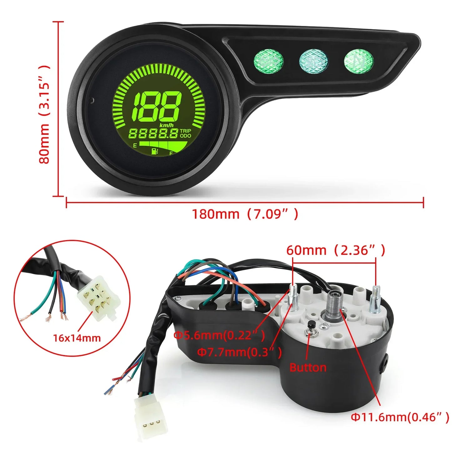 7 Color Backlight Universal Motorcycle Speedometer 12V Moto Dashboard Mileage TRIP KMH MPH Oil Level Gauge Tacho RPM Meter Tacho