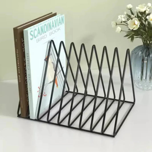Book Storage Rack Desktop Iron Bookshelf Vinyl Records Holder Student Stationeres Organizer Newspapers Magazines Stand retail