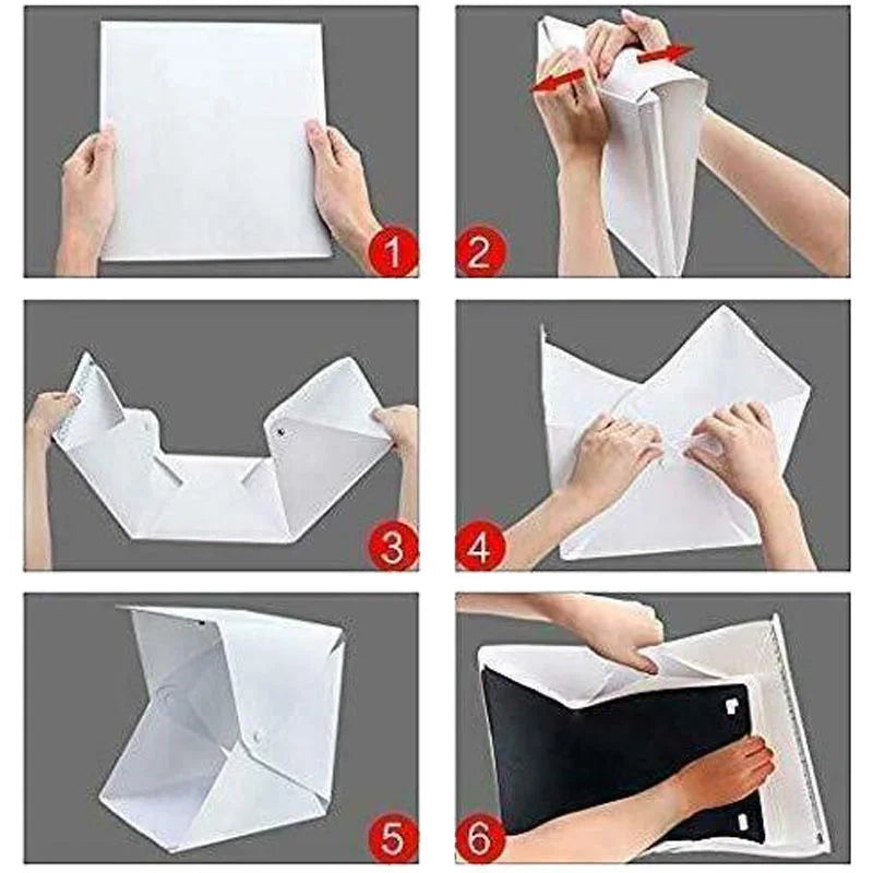 Folding Lightbox 23*22*24cm Portable Photography Photo Studio Tent LED Softbox Background Kit USB Mini Light Box For DSLR Camera