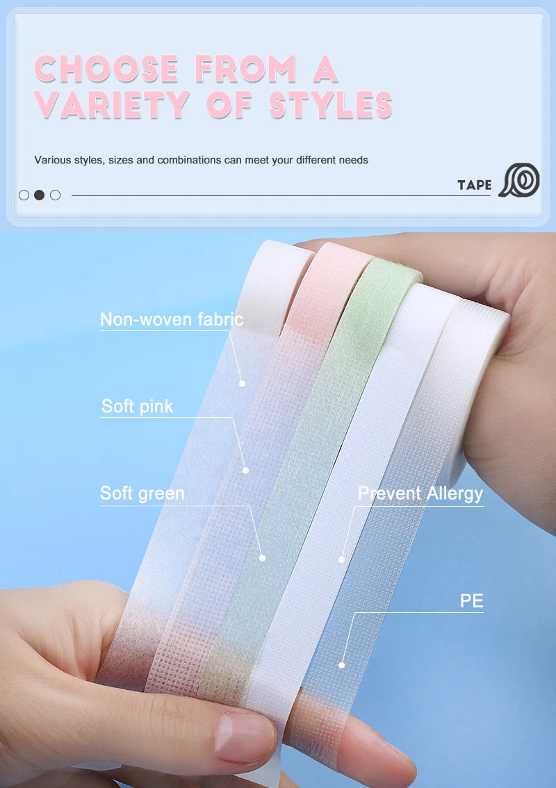 2/8PCS Micropore Lash Tape Eyelash Extension Supplies Transparent 4.5/9m Breathable Easy To Tear Medical Tapes Lash Makeup Tool