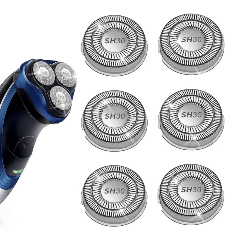 6pcs SH30 50 70 90 Replacement Head Compatible with Philips Norelco Series 3000/2000/1000
