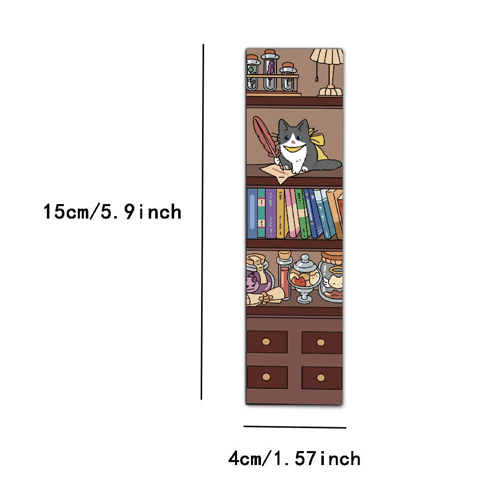 30PCS Cartoon Fun Cat and Bookshelf Retro Bookmarks Easy Handheld Art Creative Materials Reading Paper Bookmarks DIY Bookmarks