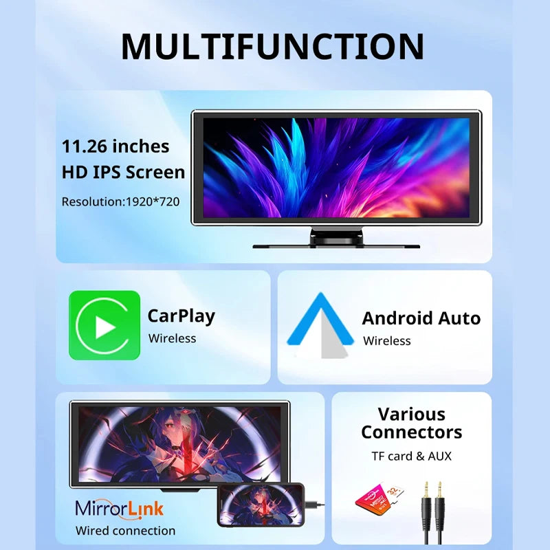 Acodo 11.26 Inch IPS Carplay Android Auto 2in1 Car Radio Multimedia WIFI Video Player  compatible with Apple and Android devices