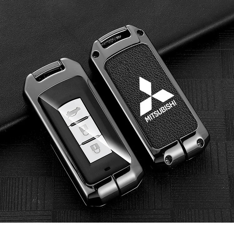 Leather Car Key Case Full Cover Protection Shell Bag For Mitsubishi Outlander Lancer 10 Pajero Sport ASX RVR L200 Eclipse Cross