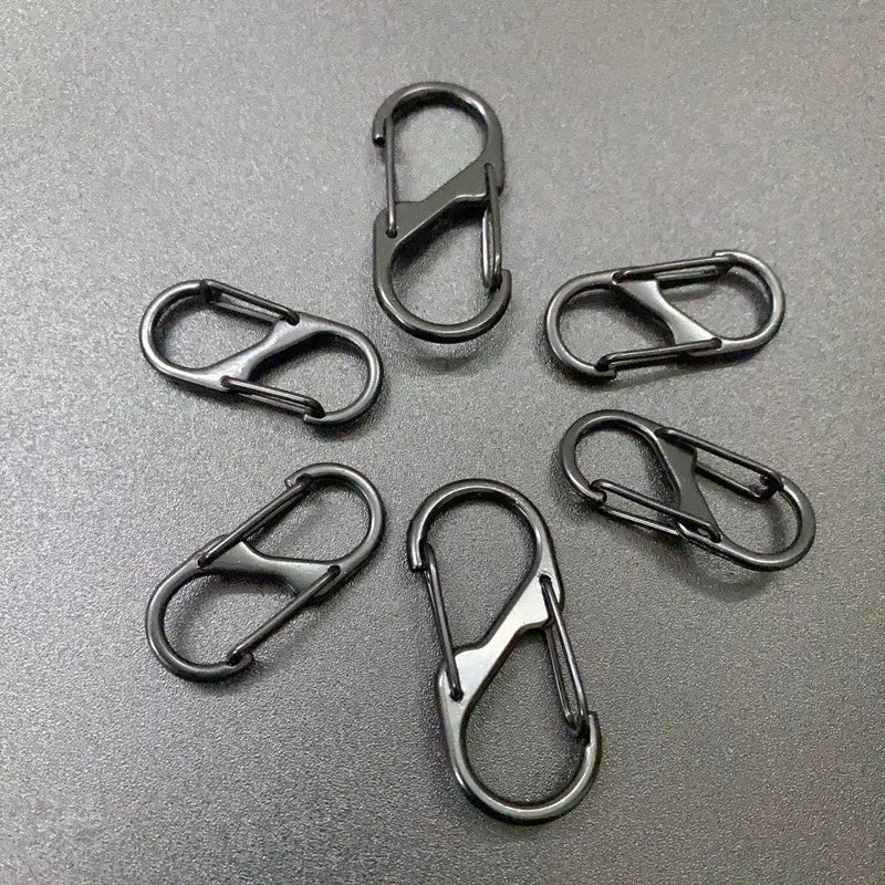 10PCS MINI Keychain Hook S Type Stainless Steel Anti-theft Spring Clip Outdoor Camping Backpack Buckle Locking Tool
