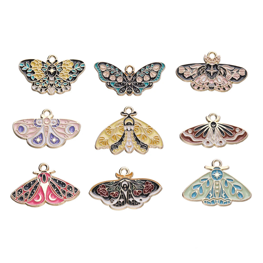 10Pcs/lot 10 Styles Alloy Metal Drop Oil Butterfly Charms Animal Pendant For DIY Bracelet Necklace Jewelry Making Accessories