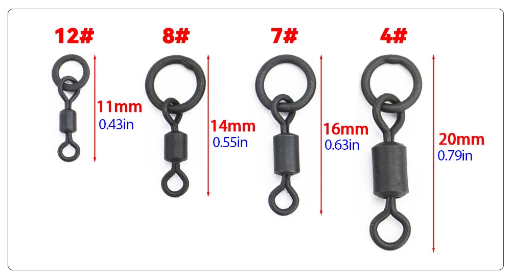 Hirisi 20 Piece Carp Fishing Swivels Snaps with Solid Ring Quick Change Fishing Hook Swivels AE044 Fishing Accessories