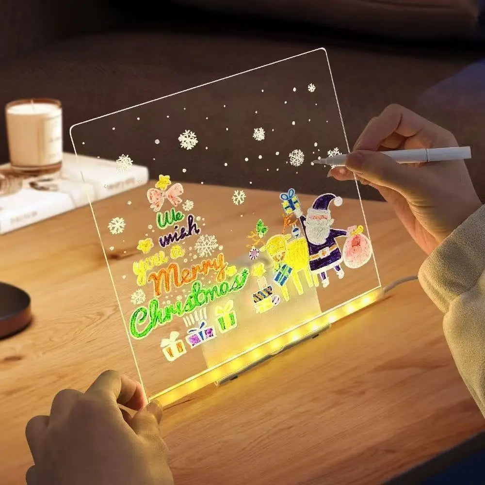 DIY Acrylic Board with Colors Pens LED Note Board Luminous Blackboard Wordpad LED Drawing Board Kid Drawing Toys with Night Ligh