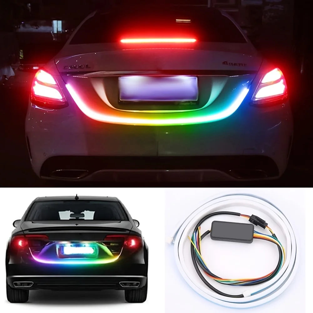 1pc Rear Tail Box Light Strip Car LED Trunk Light Anti-collision Warning Car Tailgate Strip Brake Driving Turn Signal Light 12V