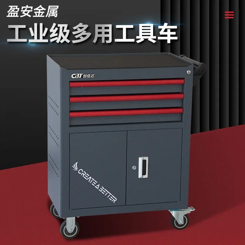 2025 hot saleAuto repair tool cart Drawer type parts cabinet Mobile trolley Hardware storage cabinet Heavy tool cabinet Cross-bo