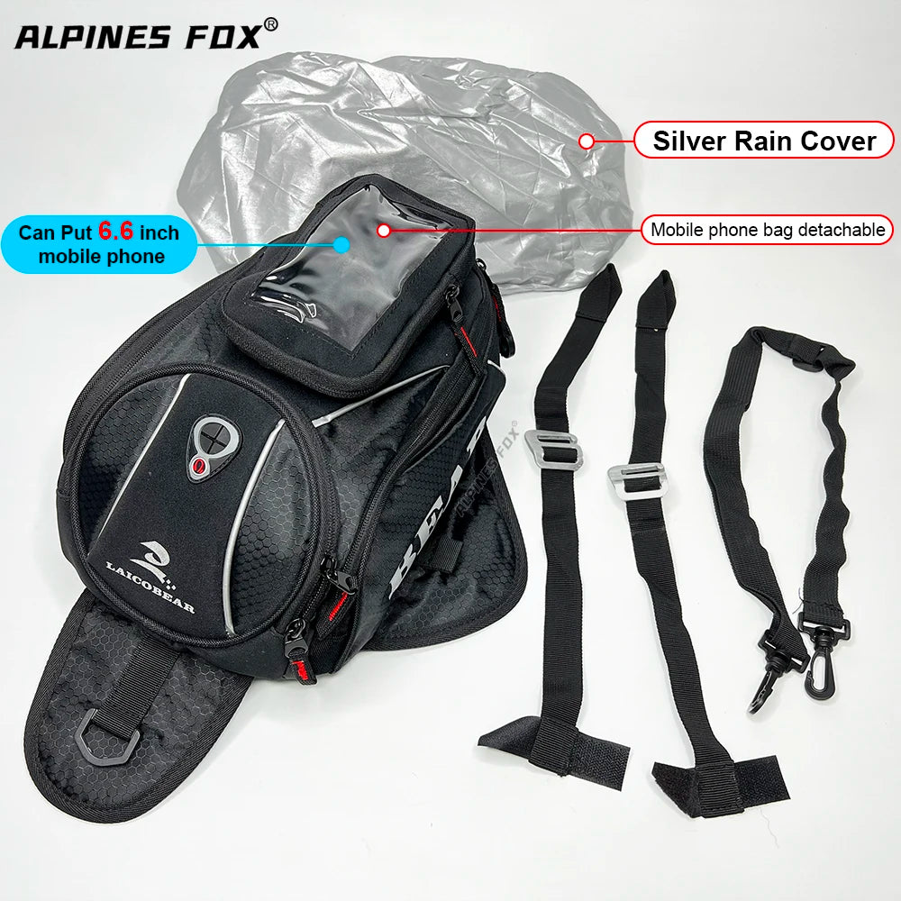 2023 New Strong Magnetic Motorcycle Tank Bags Mobile Phone Navigation Motorbike Oil Tank Bag  Bigger Window Fixed Straps