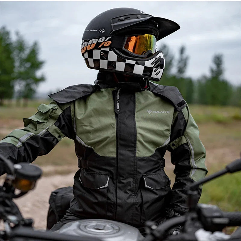 Men Women Waterproof Motorcycle Rider Raincoat Suit  Set Reflective Light Raincoat For Riding Jacket Pants Set