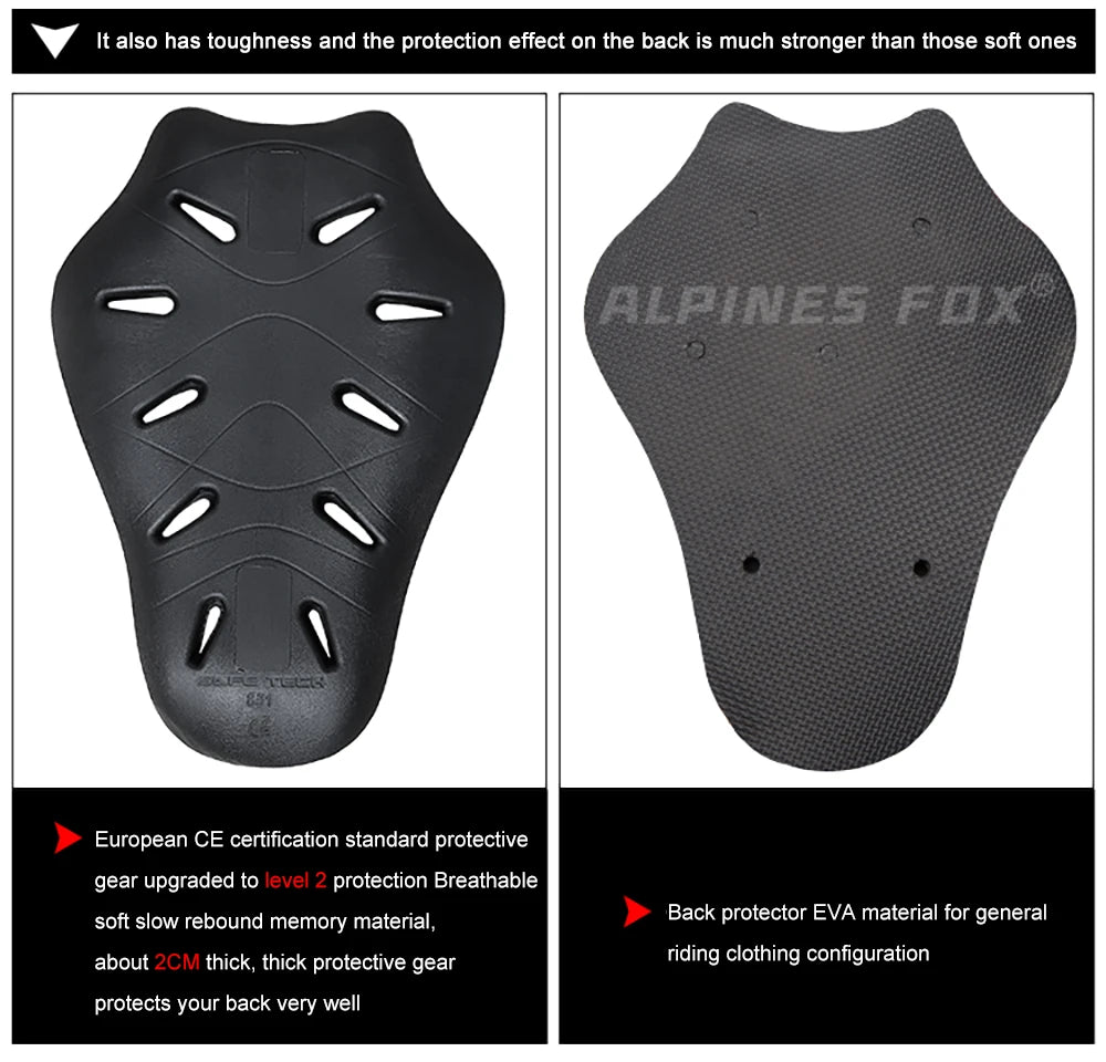 CE Level 2 Certified Motorcycle Jacket Insert Back Protector Thicken High Elasticity Rider Armor Chest Back Spine Protective Pad