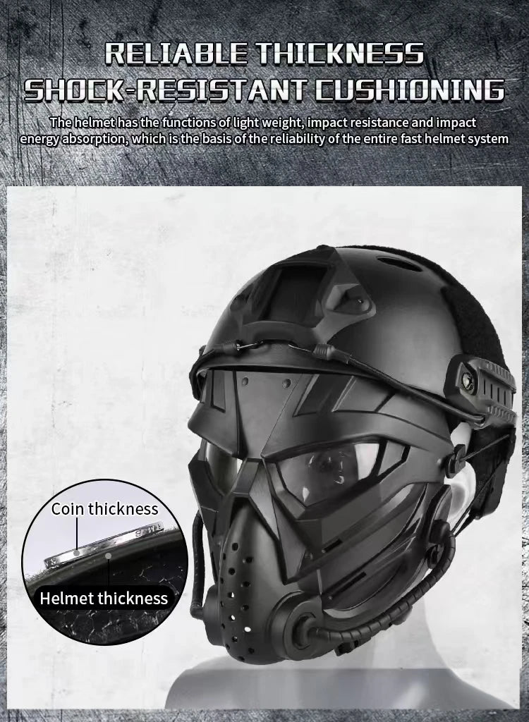 ZLang Tactical Airsoft Helmet With Full Face Mask For Hunting Cos Paintball Shooting Alien Mask and ABS Fast Helmet Protection