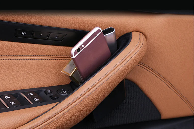 Flocking Car Front Door Armrest Storage Box Holders For BMW 5 Series G30 530I 2018-2020 Replacement Stowing Tidying Storage Boxe