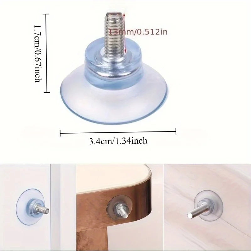 M6 Screw Rubber Suction Cups, 3.51cm Transparent with Metal Screws - Ideal for Glass Table Top Replacement & Holiday Decorations