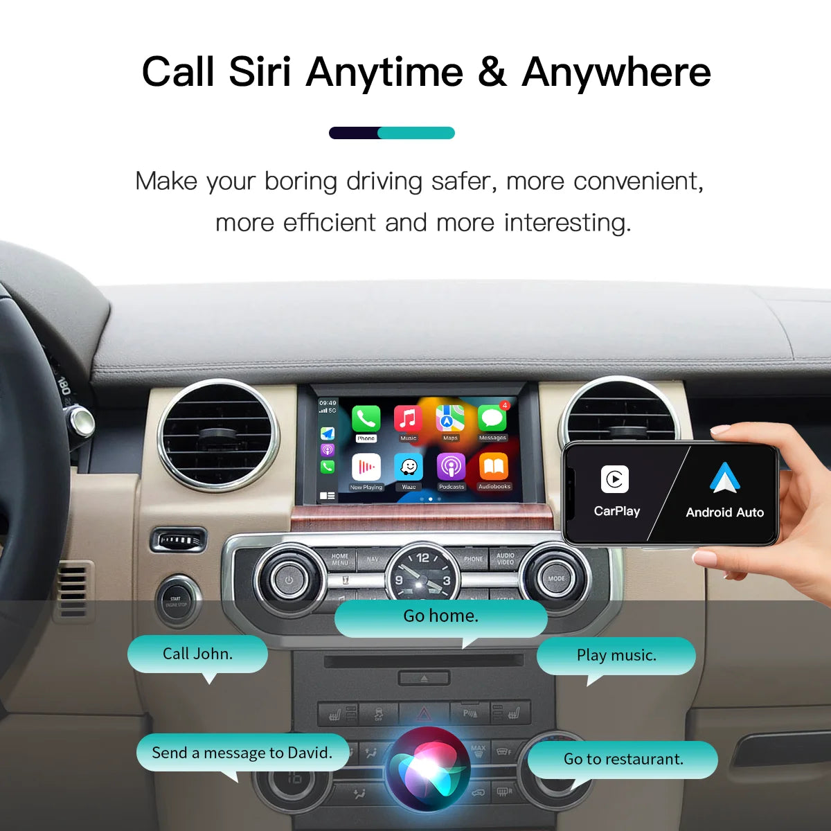 AUTOABC  Wireless Carplay Android Auto Fits For Land Rover Jaguar Bosch Discovery4 Evoque Freelander2 XE XF XJL Mirroring