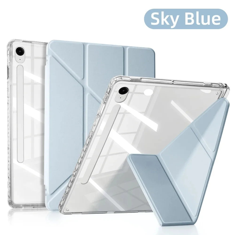 Clear Case for Samsung Galaxy Tab S9 11 S9 FE A9 8.7 inch A9 Plus S10 FE S9 Plus S10 Plus 12.4 Y-shaped Casing with Pencil Holde