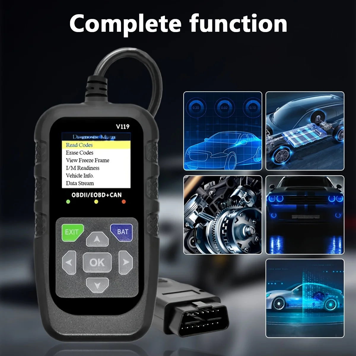 Car Code Reader,Obd2 Car Code Scanner Voltage Tester Engine Fault Code Scanner,Eobd+Can Charge Test Diagnostic Tool for Obdii Protocol Car