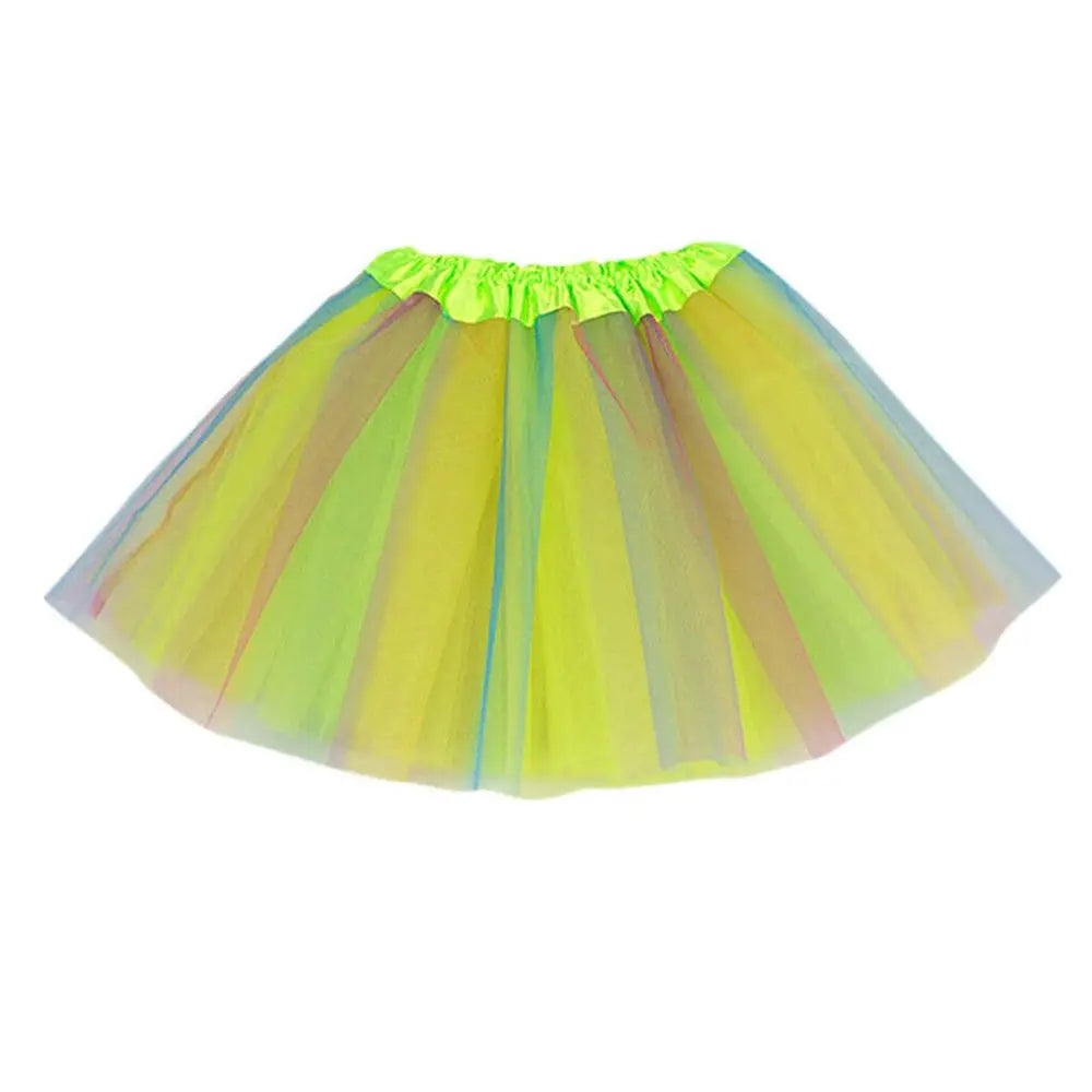 Girls Rainbow Tutu Skirt Dance Party Ballet Tulle Tutu Skirt 2-8 Years 3 Layers Princess Birthday Party Dress