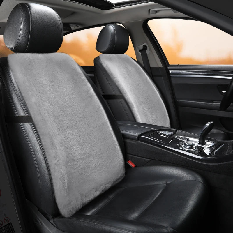 Plush Car Seat Cover Universal Front Backrest Winter Warm Long Faux Fur Non-Slip Seat Cushion Pad  Automobiles Seat Protector